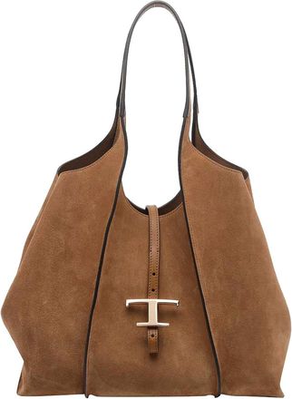 Tod's Medium Suede T Timeless Shopping Bag