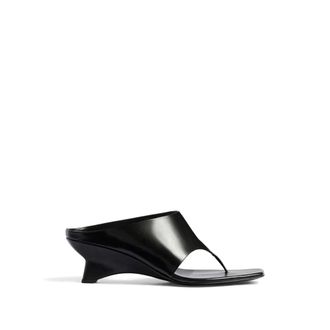 Khaite Toe-Post Wedge Sandal - Dames - Sleehakken - Zwart - 41 EU - Leer - Schoenen