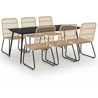vidaXL 7 Pcs Set Dining Para Vime Pe Y Vidrio Gratis