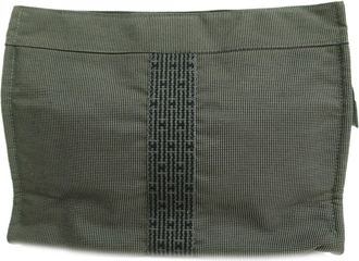 Herm&egrave;s Gray Canvas Pouch (Pre-Owned)