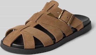 Steve Madden Clogs aus Leder mit Dornschlie&szlig;e Modell Mamba in Taupe, Gr&ouml;&szlig;e 36