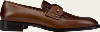 Christian Louboutin Mens Chambelimoc Woven Leather Boat Shoes
