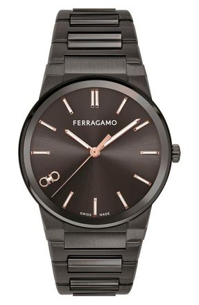 Ferragamo Infinity Sapphire Bracelet Watch, 41mm in Ip Gunmetal at Nordstrom