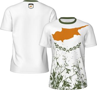 Generic Cyprus Flag Grain Tee Activewear Shirts Soft Workwear Short Sleeve Sport Tops for Running Everyday Summer M