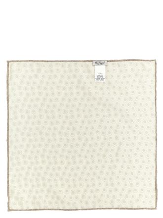 Brunello Cucinelli Geometric Polka Dot Silk Pocket Square - Beige