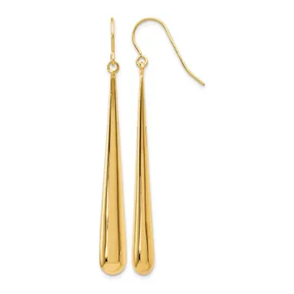 Diamond2Deal 14K Yellow Gold Shepherd Hook Drop Dangle Earrings