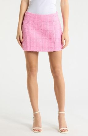 Naked Wardrobe Tweed Miniskirt in Pink Frosting at Nordstrom, Size X-Large