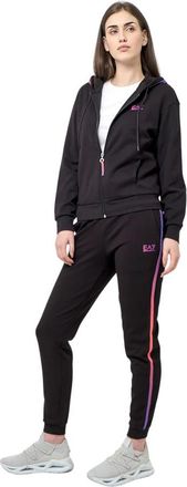 Emporio Armani Hooded Zip-Up Sweatshirt - Dames - Trainingspakken - Zwart - XS - Katoen - Fitness