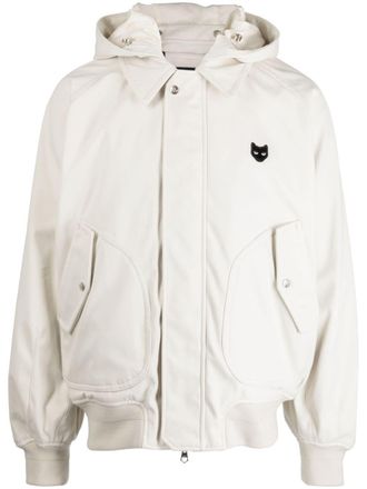 Songzio Panther-patch hooded jacket - White
