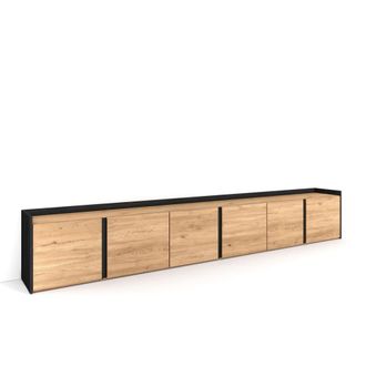 Skraut Home Mueble tv efecto madera roble y negro 309x35x50cm