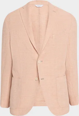 Boglioli Men & apos;s Linen and Wool Herringbone Single-Breasted Blazer
