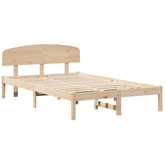 Berkfield Home Bed Frame with Headboard 140x190 cm Solid Wood Pine in Beige