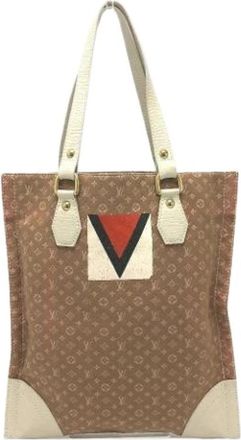 Louis Vuitton Pre-owned Canvas Tote Bag - Dames - Vintage Shopper - Beige - ONE Size - Leer - Vintage