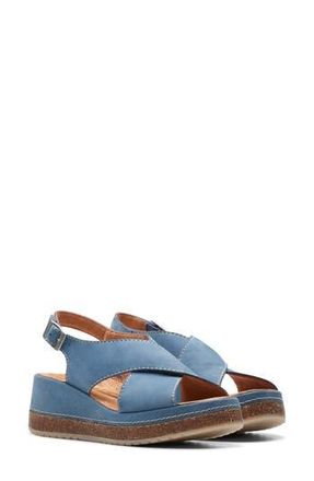 Clarks Kassanda Step Wedge Sandal in Blue Nubuck at Nordstrom Rack, Size 9