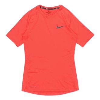 Nike Pro Logo Training Quick Dry Tight Short Sleeve Red BV5632-657