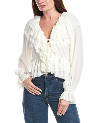 House Of Harlow House Of Harlow 1960 Rhea Long Sleeve Ruffle Top