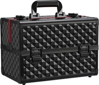 Yaheetech Yaheetech - Malet&iacute;n De Maquillaje Profesional Estuche Maquillaje Organizador De Manicura Neceser De Viaje Para Esmaltes Y Cosmeticos 34.7x22.2x25 Cm N