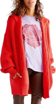 Free People Swim Too Deep Cardigan in Red Hot at Nordstrom, Size X-Large