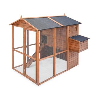 Sweeek Gallinero de madera con corral para 6 a 8 gallinas, madera