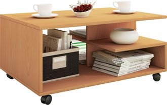 ebuy24 Mesa De Centro De Madera Vcm Simple Ruedas Suaves Dimensiones Aprox. Al. 41 X An. 80 X P. 50 Cm Mesa De Centro Enrollable - Stango L (beech)