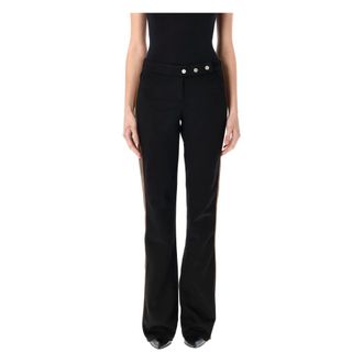 Misbhv Wide Trousers, female, Black, S, Black Faux Suede Moto Trousers