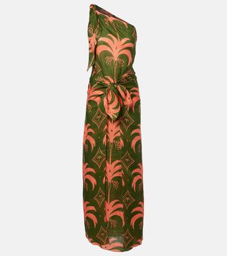Johanna Ortiz Asymmetric printed linen maxi dress