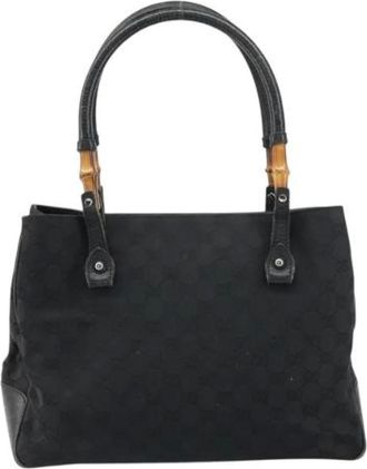 Gucci Pre-owned Handbags, female, Black, Size: ONE SIZE Pre-owned Canvas Handbag