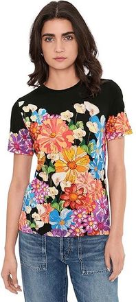 Johnny Was The Janie Favorite Short Sleeve Crew Neck T-Shirts Womens Clothing Gerbera Scarf : LG, Rayon/Spandex