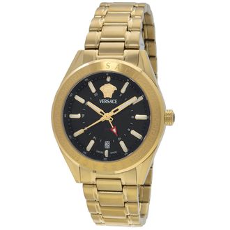 Versace V-Code GMT Quartz Black Dial Mens Watch VEAFA0724