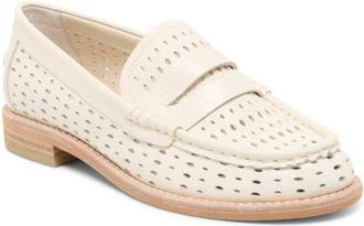 Dolce Vita Wonda Penny Loafer in Off White Perforated Leather at Nordstrom, Size 7.5