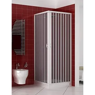 No Brand Box Doccia Pannelli Con Apertura A Soffietto H185 Cm In Pvc Bianco Regolabile In Larghezza - 70-80 X 80-90