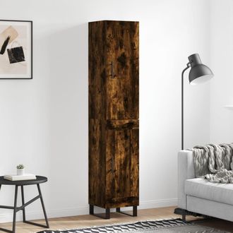 vidaXL Vidaxl - Aparador De Madera Contrachapada Roble Ahumado 34,5x34x180 Cm