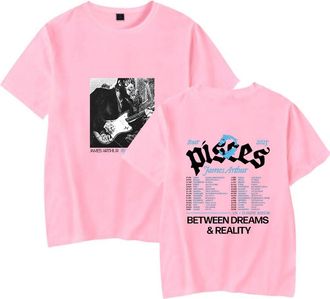 Generic J Arthur The Pisces World Tour 2025 Print T-Shirt Men Women O-Neck Fashionable Short Sleeve (Pink,XS)