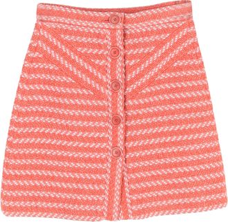 Maje Button-Front A-line Mini Skirt in Orange Acrylic