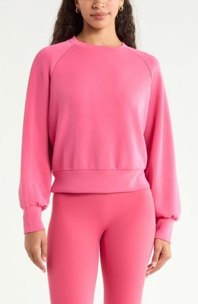 Zella Soft Luxe Crewneck Top in Pink Carmine at Nordstrom, Size Xx-Large