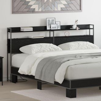 vidaXL Cabecera De Almacenamiento Con Estante Roble Negro 180 Cm Vidaxl
