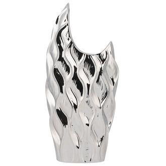 Beliani Beliani - Florero Decorativo De Gres Patr&oacute;n De Panal Plateado Glamour Haluza