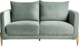 Beliani 2 Seater Sofa Light Green Fabric Upholstery Wooden Legs with Armrests Living Room Reading Corner Modern Scandinavian Style GIMO