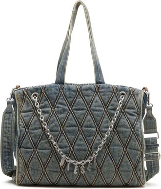 Diesel Charm-D-Tote bag in Argyle quilted denim - Shopping Bags - Woman - Blue