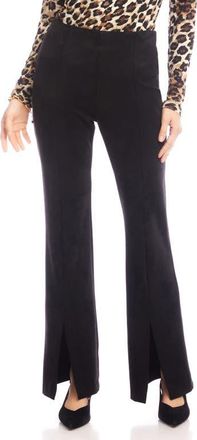 Karen Kane Faux Suede Front Slit Flare Pants in Black at Nordstrom, Size X-Large