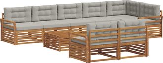 vidaXL Conjunto De Sof&aacute;s De Exterior 9 Uds. Gris Natural Y Claro Vidaxl