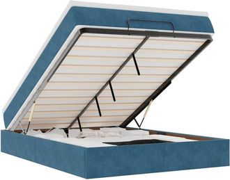 vidaXL Estructura De Cama Otomana Con Colch&oacute;n Azul Oscuro 140x200 Cm Vidaxl