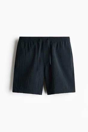 H&M Relaxed Fit Textured Shorts in Black at Nordstrom, Size Xx-Large