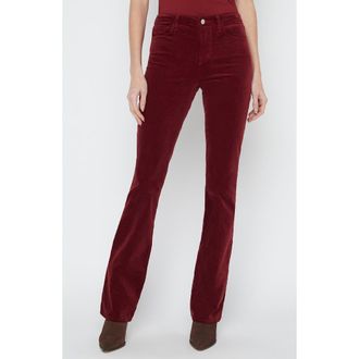 L'agence Stevie High Waist Straight Leg Velvet Pants in Dark Syrah at Nordstrom, Size 27