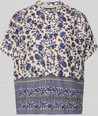 Lollys Laundry Relaxed Fit Bluse aus Viskose im Allover-Look Modell Mya in Marine, Gr&ouml;&szlig;e XL