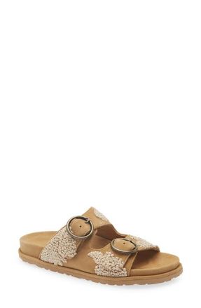 Laidbacklondon Clay Embroidered Slide Sandal in Saffron Suede /Natural at Nordstrom, Size 10Us