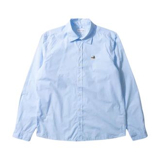 Edmmond Studios Duck Shirt Poplin - Heren - Casual Overhemden - Blauw - XL - Katoen - Overhemden