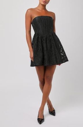 Lulus Ayla Jacquard Corset Minidress in Black at Nordstrom Rack, Size X-Small
