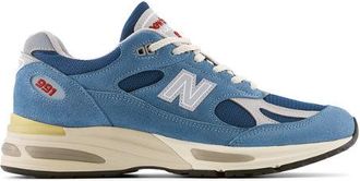 New Balance Unisexo Made in UK 991V2 Vintage Sports en Azul/Gris, Gamuza/Malla, Talla 37.5