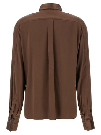 Brunello Cucinelli Stretch Silk Satin Shirt - Brown